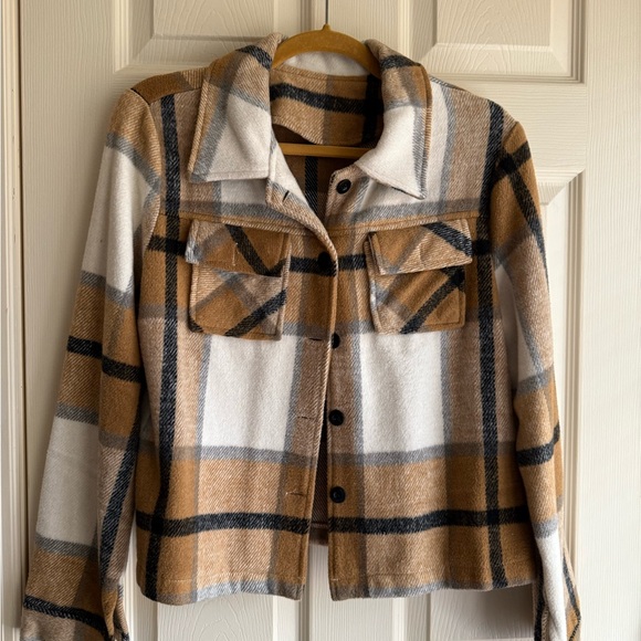 Jackets & Blazers - Plaid Button-Up Jacket